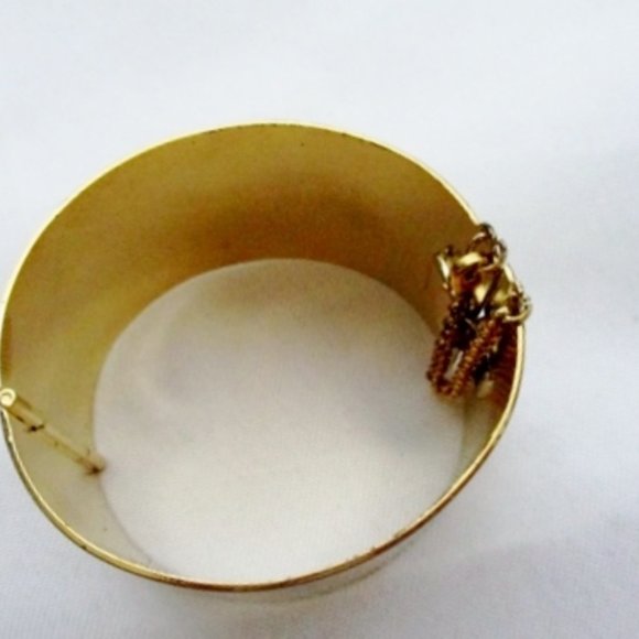 CELINE ITALY GOLD MANCHETTE CUFF Hinged BRACELET - Picture 6 of 6